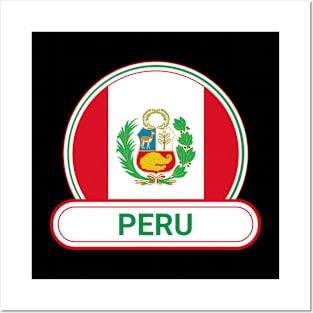 Peru Country Badge - Peru Flag Posters and Art